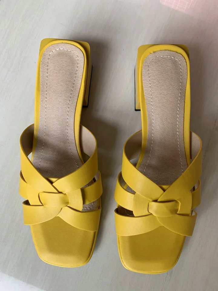 2020 summer high heels slippers woman pu leather open toe fashion slippers elegant woman shoes concise slides