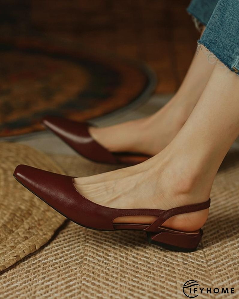 Square Toe Cutout Slingback Slip On Shoes | IFYHOME