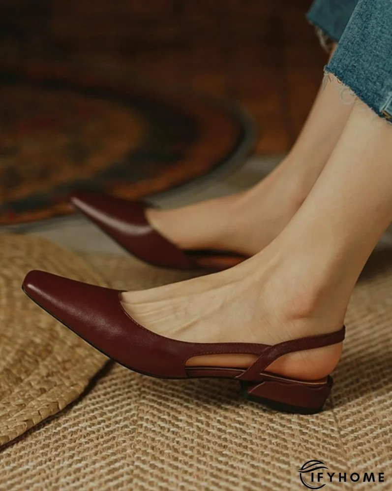 Square Toe Cutout Slingback Slip On Shoes | IFYHOME