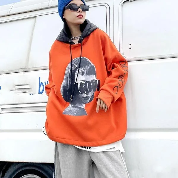 Letter Print Pattern Hoodie Women 2020 Fashion New Style Temperament All Match Hooded Collar Hoodie