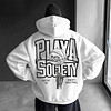 Unisex White Basketball Print Print Oversized Casual Loose Hoodie by Inlyline