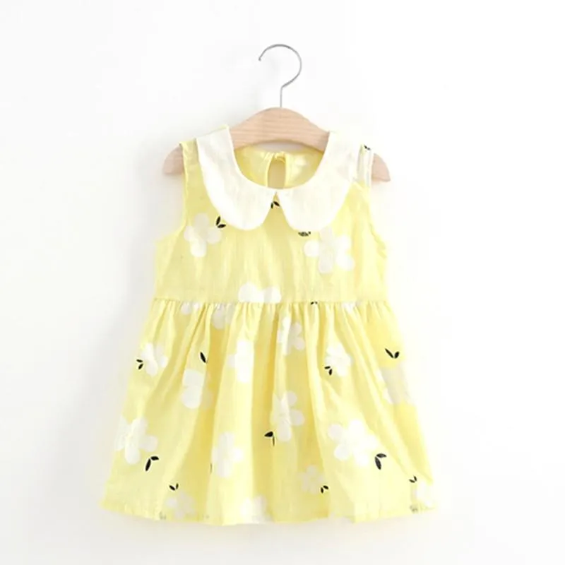 1-6 Years Baby Girls Sleeveless Princess Dresses Summer Kids Floral Printed Dress Girl Pure Cotton Dress Children Clothing