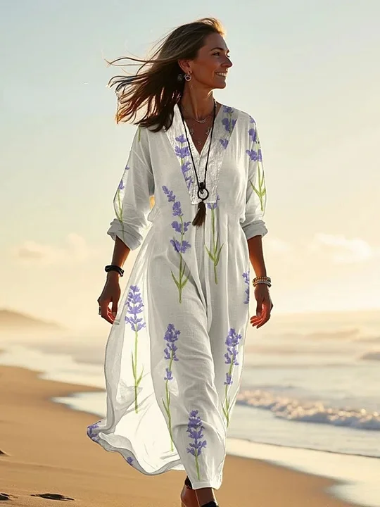 Women's  Holiday Floral  Art Print Casual Dress