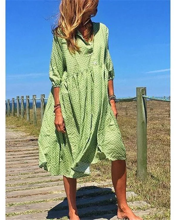 Plus Size V Neck Elegant Casual Midi Dresses