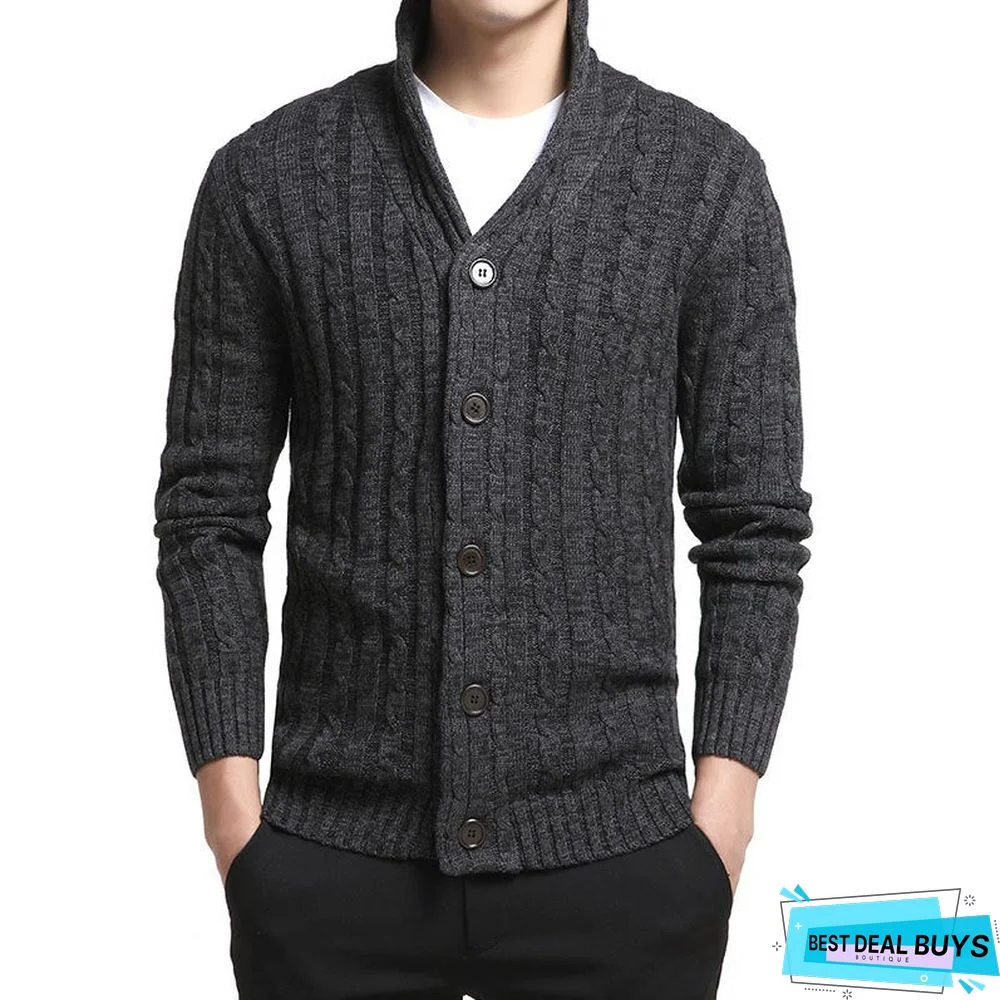V-Neck Men's Knitted Coat
