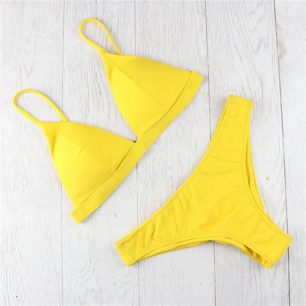 2020 Swimwear Women Sexy Push Up Unpadded Brazilian Bikini Set Women summer Bikini Set Swimsuit Triangle Swimwear Bathing Suit