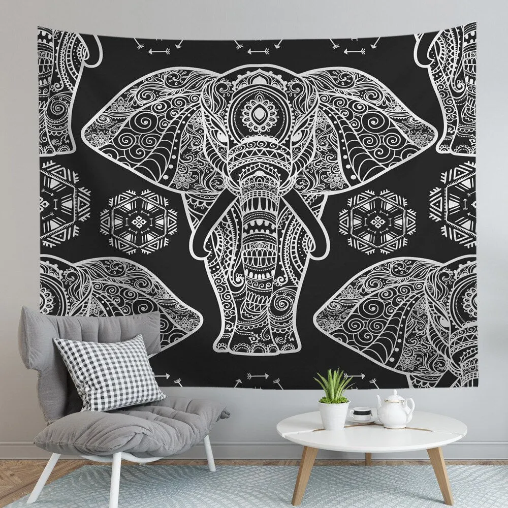Bohemian Mandala Elephant Tapestry Wall Hanging Sandy Beach Picnic home decoration wall blanket tapestry bedroom wall hanging