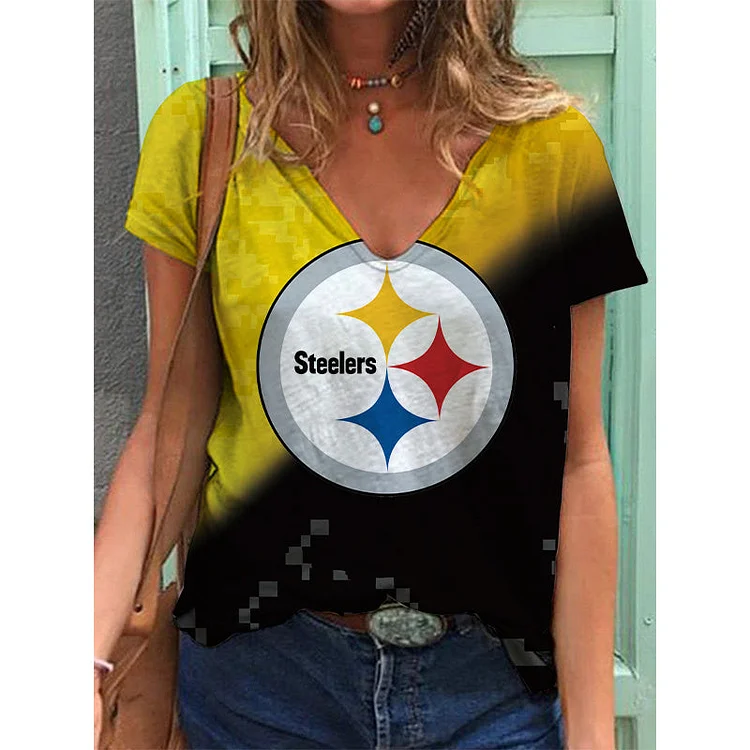 Pittsburgh Steelers Lightweight Short Sleeve V-Neck T-Shirt