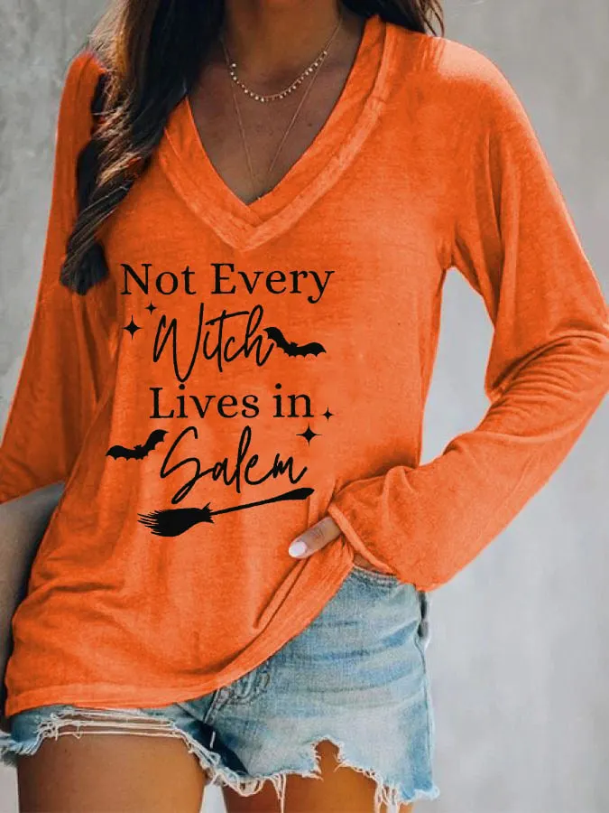 Women's Vintage 1692 "Not Every Witch Lives in Salem" Print Long Sleeve T-Shirt