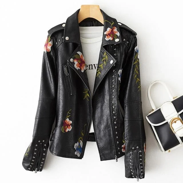 Maria Floral Leather Jacket DMladies