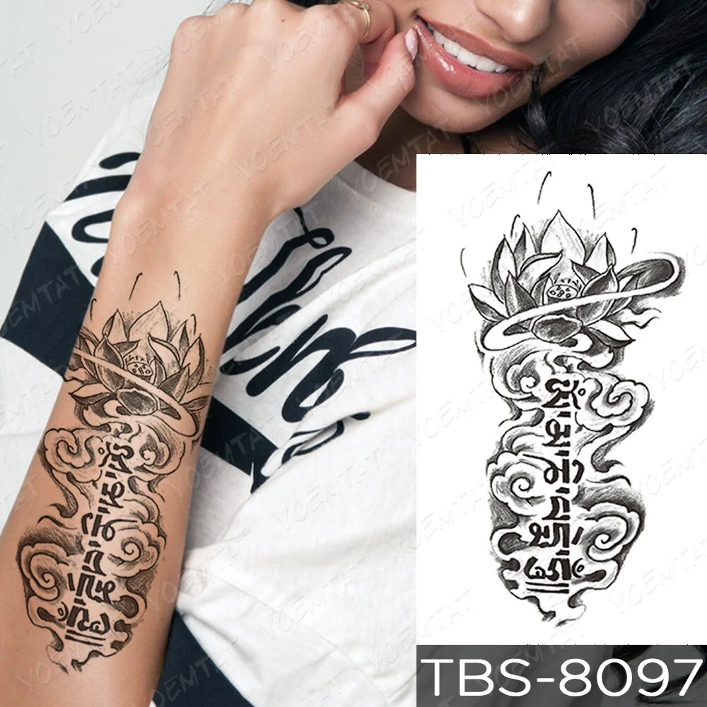 Sdrawing Temporary Tattoo Sticker Yin Yang Dragon Feather Wings Flash Tattoos Wolf Totem Body Art Arm Fake Tatoo Men
