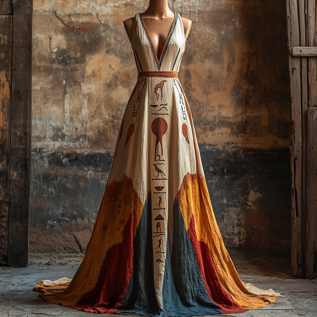 Women's Ancient Egyptian Pyramid Symbol Sleeveless Dress