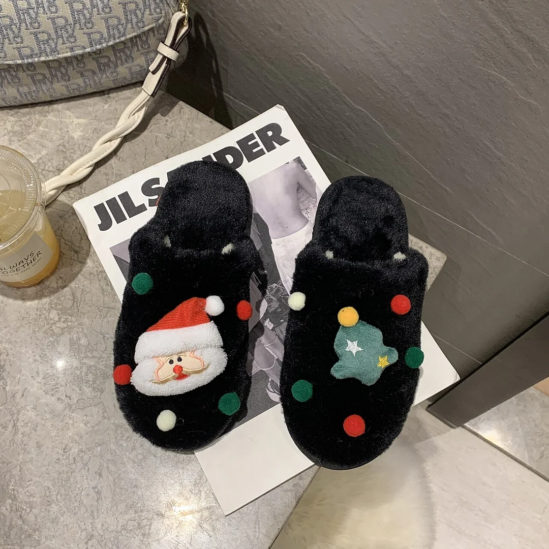 Yyvonne 2022 Christmas Winter Warm Women's Plush Slippers Home Warm Soft Indoor Slippers Non-slip Home Cotton Shoes Wholesale