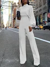 Urban Style Long Sleeves+Straight Leg Jumpsuits