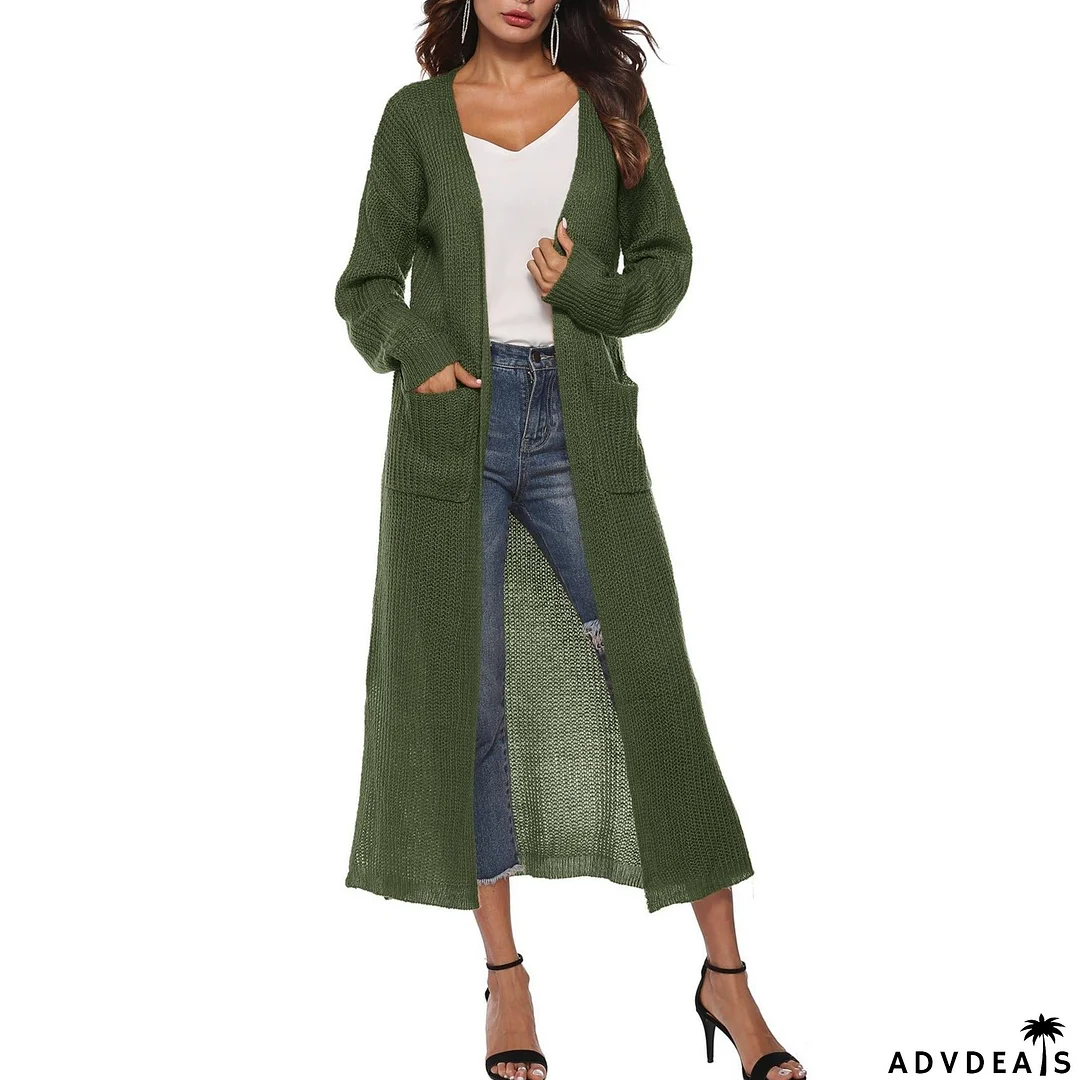 Women's Cardigan Sweater With Large Pockets Cardigan Sweater Long Thin Coat