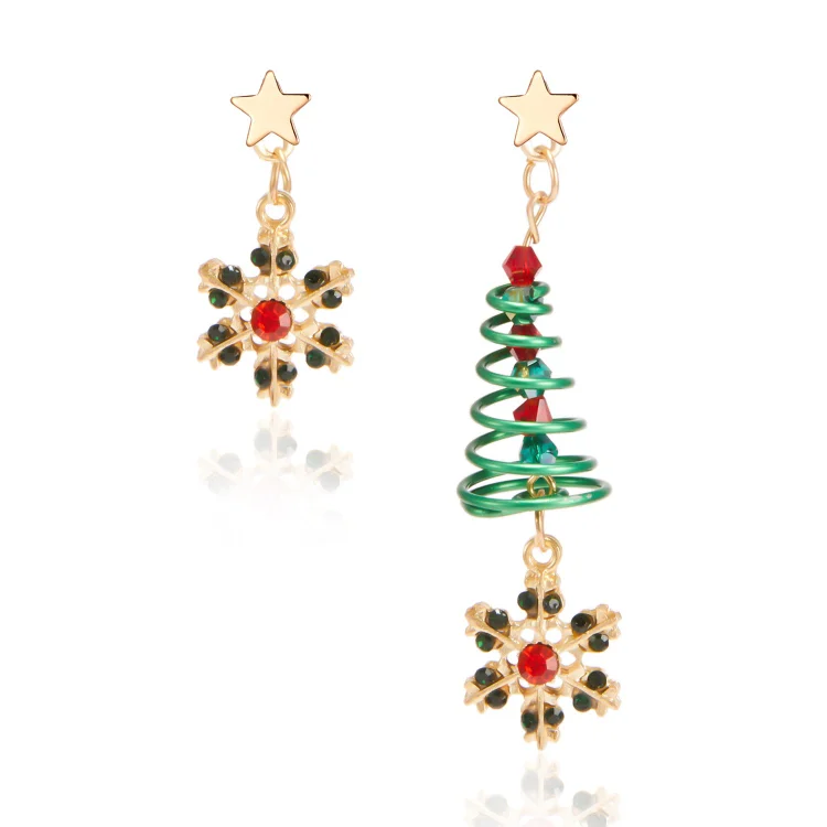 Tinyname® Christmas Accessories Asymmetric Snowflake Earrings