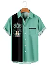 Casual Hawaiian Coconut Guitar Stitching Men's Large Shirt