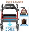 Soundfuse Rollator Walkers for Seniors with Seat, Foldable Lightweight Rolling Walker with 8" Big PU Wheels, Ergonomic Seat, Dual Height Adjustment