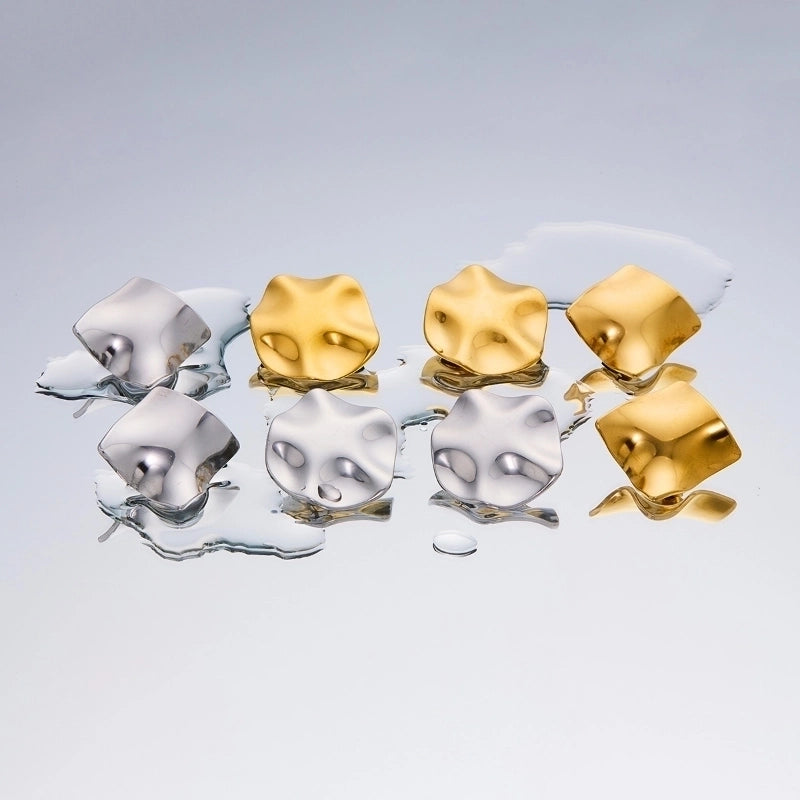 1 Pair Minimalist Geometric Plating Titanium Steel 18K Gold Plated Ear Studs