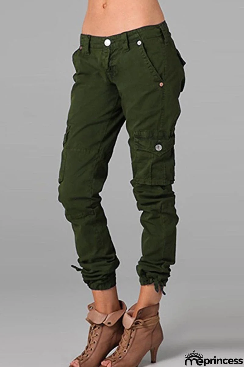 Street Solid Patchwork Skinny Mid Waist Pencil Solid Color Bottoms