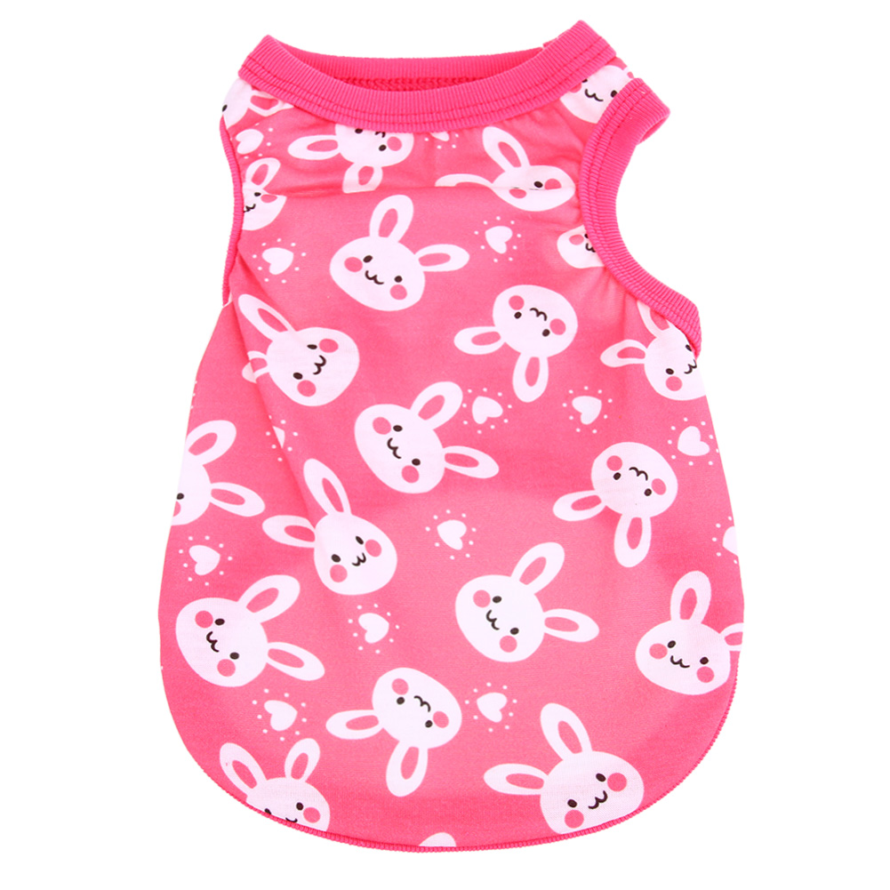 

Spring Summer Printing Cotton Cute Puppy Small Dog Vest Clothes Pet Shirt, Rabbit rose red, 501 Original