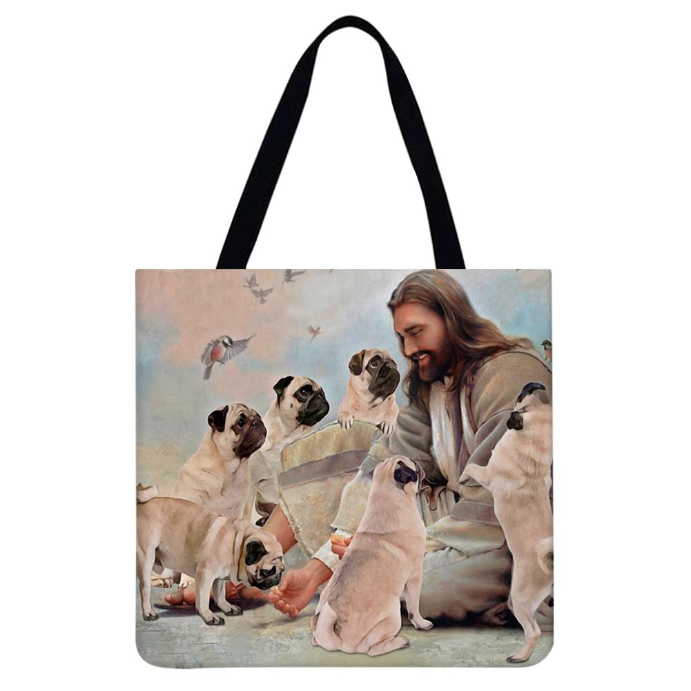 Linen Tote Bag - Jesus and Dog