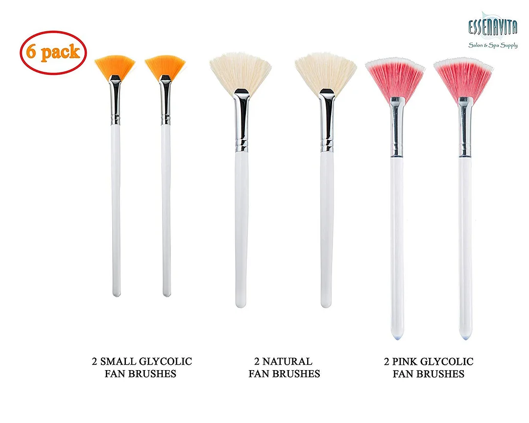 fan mask brush set of 6 pieces mask application fan brush glycolic fan brush boar head fan brush