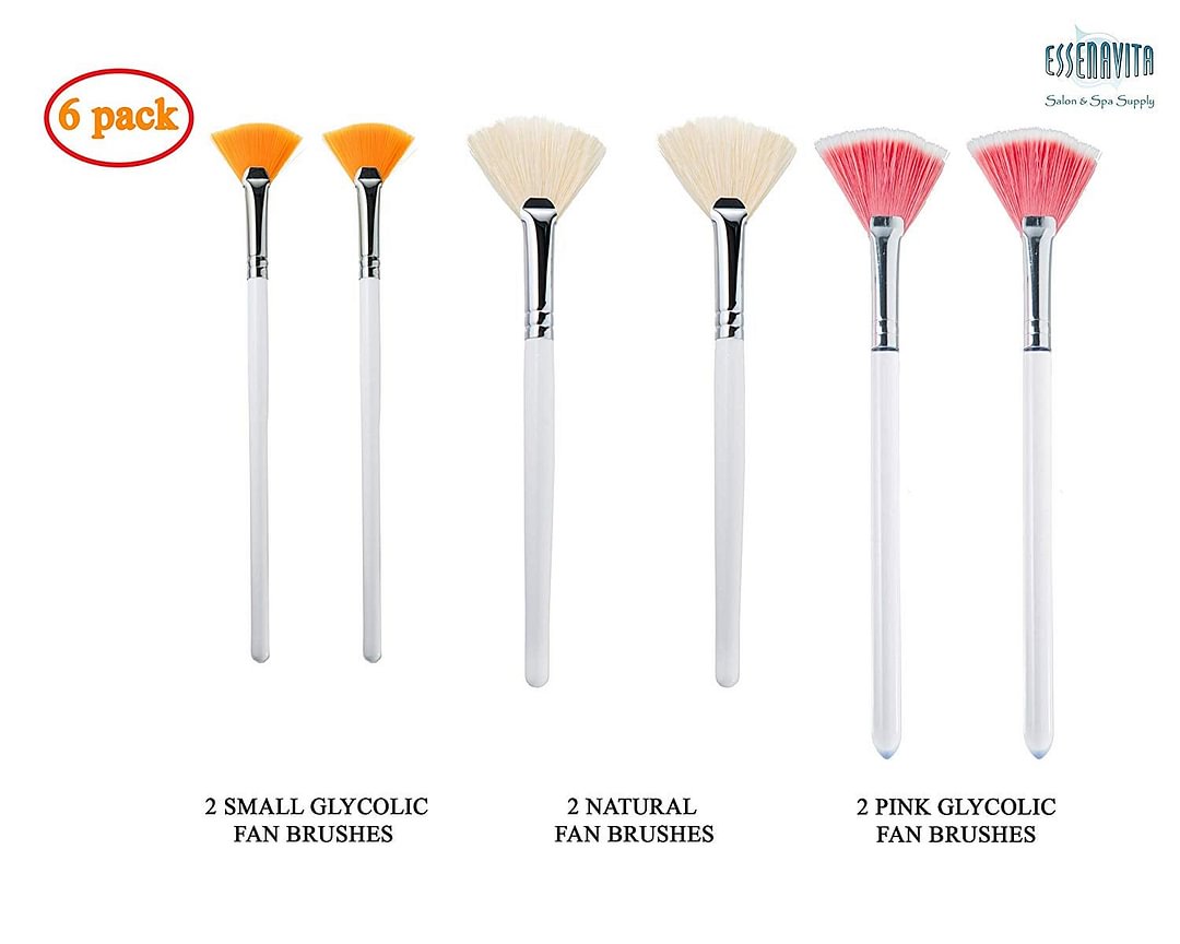 fan mask brush set of 6 pieces mask application fan brush glycolic fan brush boar head fan brush