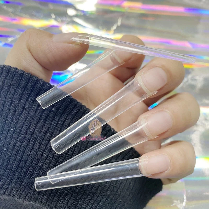 504pcs 3Xl Clear Coffin Half Cover False Nail Tips Extra Long No C Curve Fake Finger Tips Press On Nails Manicure Salon Acrylic-Nail Inspo