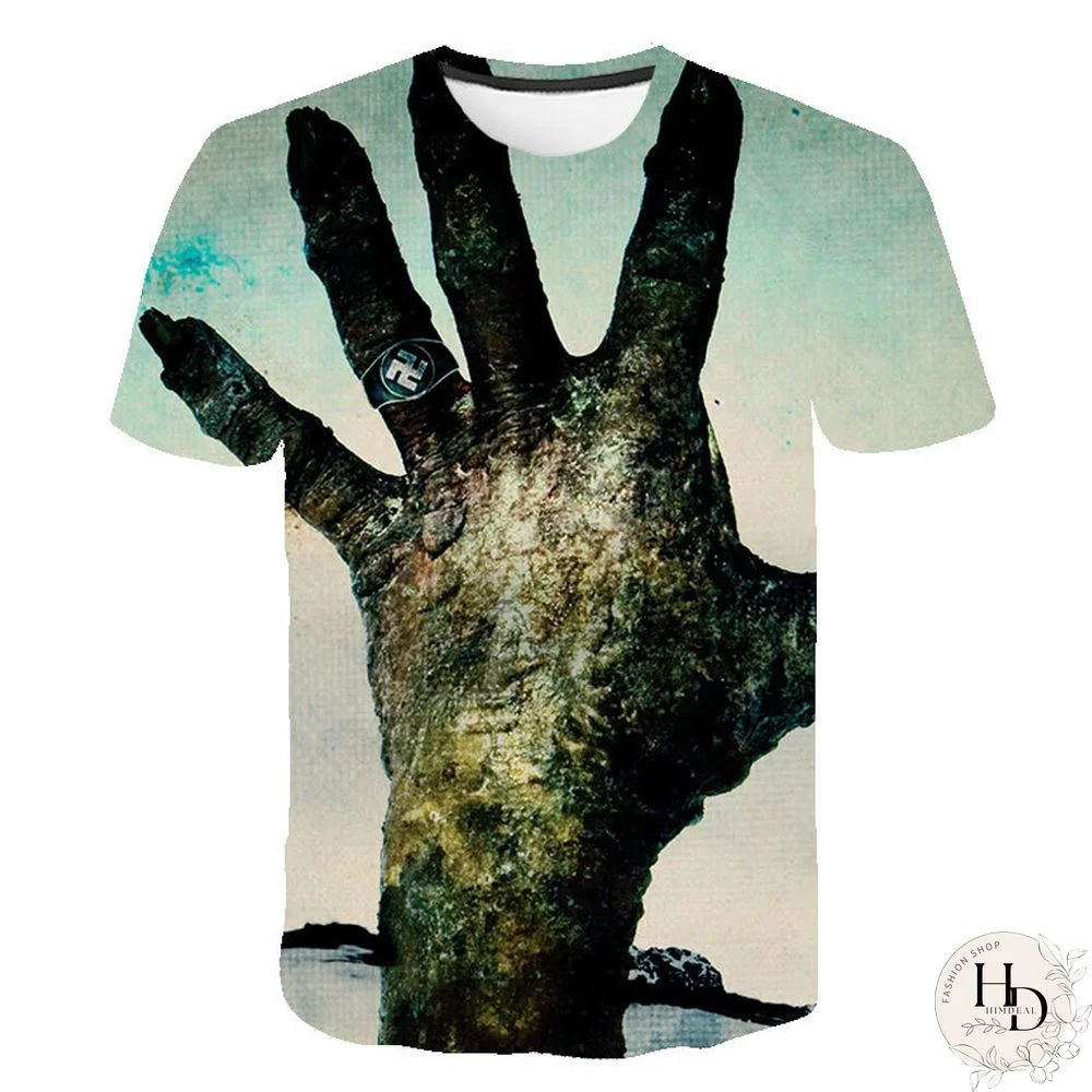 Summer Streetwear Scary Man Male 3D Print Creative Character Casual Shirt Plus Size Short Sleeve Tees Tops Clothing