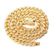 Chaîne En Or Homme Iced Out 3MM 20 Pouces - Collier Tennis Plaqué Or 18 Carats CZ Diamants