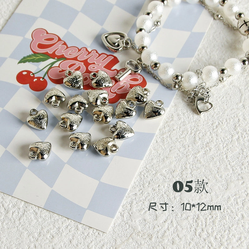 10 PCS/Package 7 * 12mm Arylic Cross Cherry Bow Knot Polished Pendant Jewelry Accessories