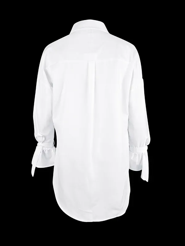 Flower Long Sleeved Flared Shirt with Collar main image 1