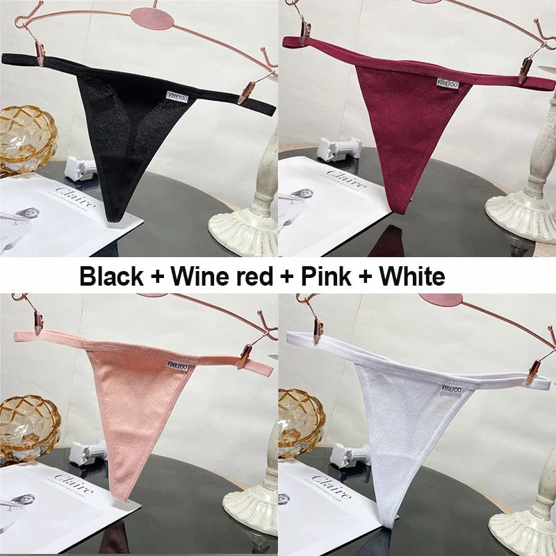 4PCS/Set Sexy G-String Women's Panties Cotton Underwear Lingerie for Female Underpants T-Back Panties Briefs Thong Intimates