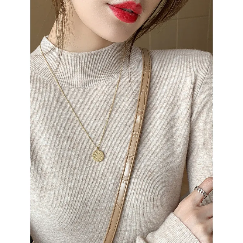 Brownm Brownm Women's Half-High Collar Bottom Shirt With Autumn And Winter Gas Sweater 2024 New High-End Feel Top