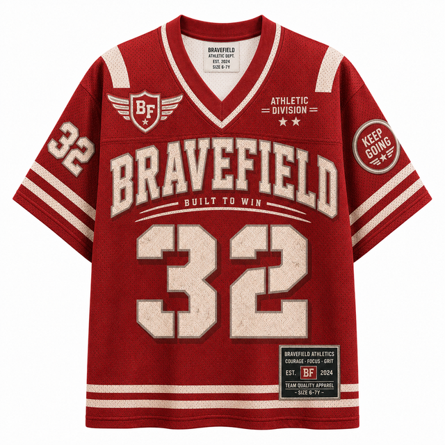 Surf Bravefield Cotton T-Shirt - Red / White