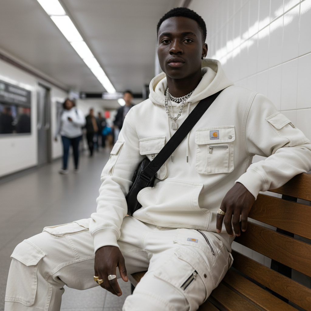 Street Style Multi-functional Multi-pocket Retro Washed Hooded Sweatshirt