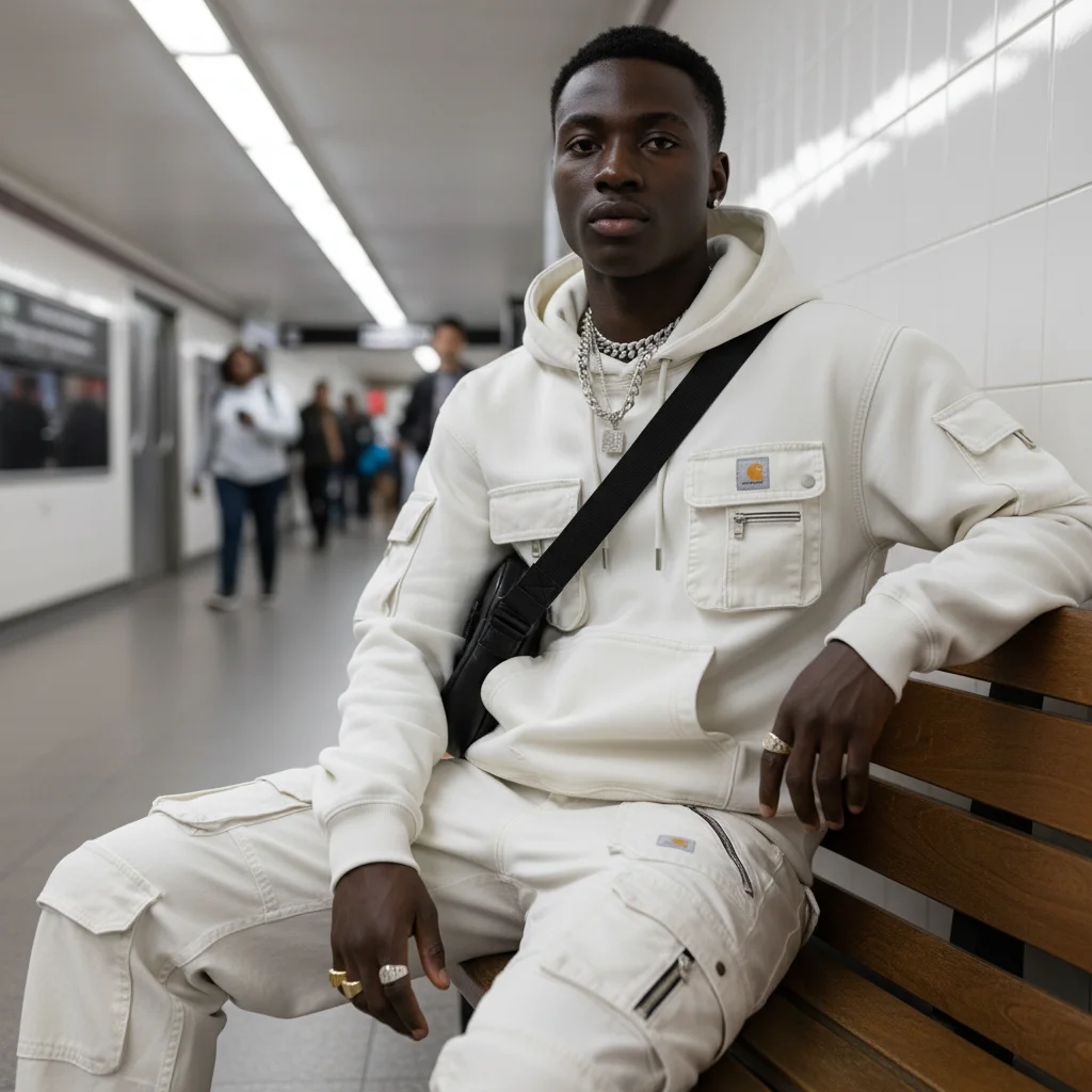 Street Style Multi-functional Multi-pocket Retro Washed Hooded Sweatshirt