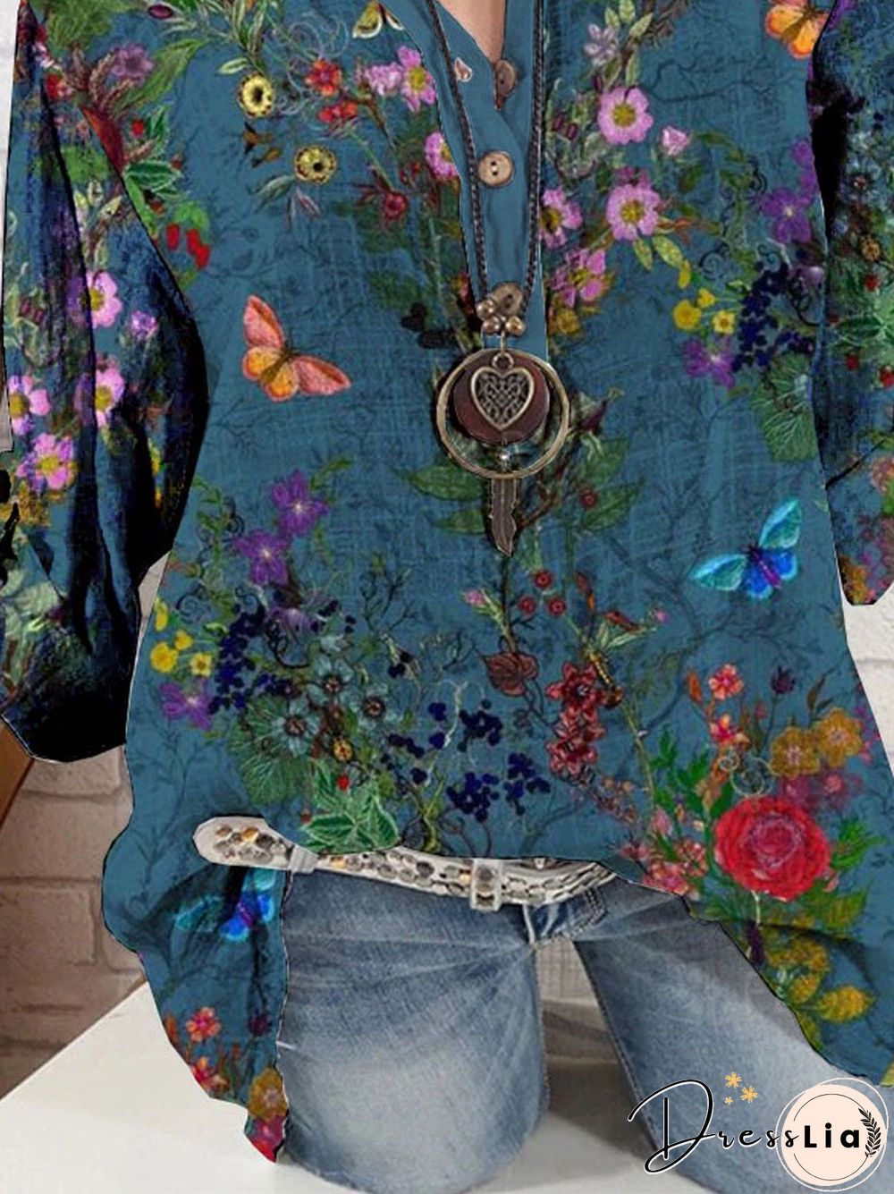 Floral Holiday Stand Collar Tops