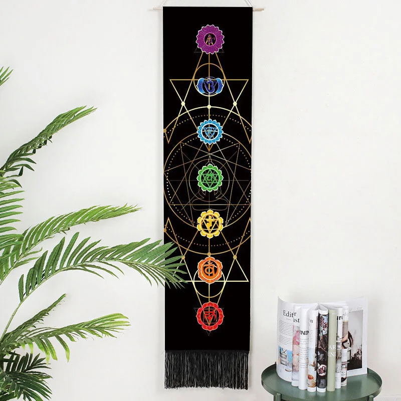 Moon Phases Tapestry Wall Art Hanging Tarot Witchcraft Tapestries HD Printing Sun Moon Tapestry Psychedelic Decor Tassel Carpet