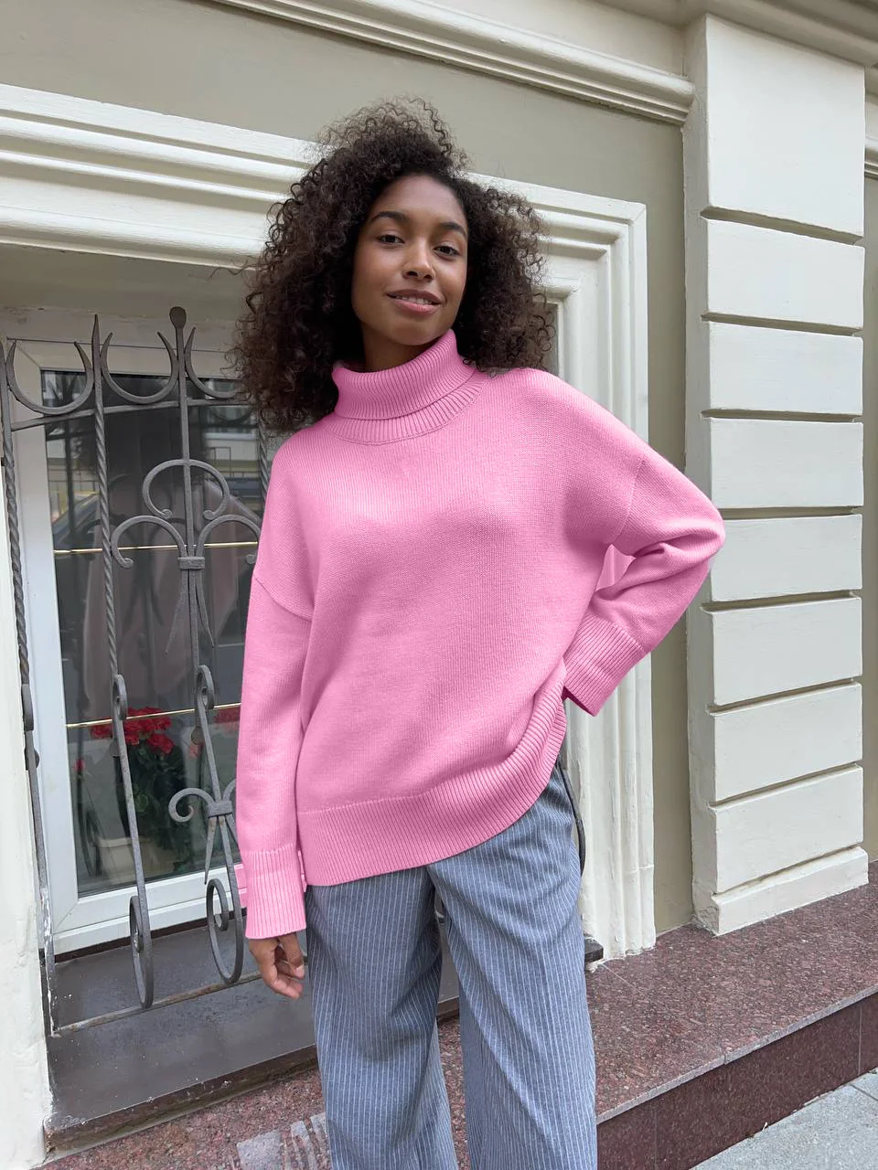 Athvotar Athvotar Selling Solid Women's Knitting Knitting Jacket High-Collar Sweater Loose 066