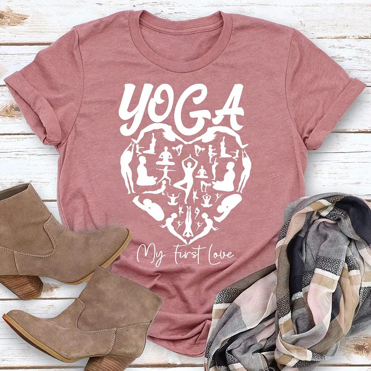 Yoga Poses Yoga my first Love  T-Shirt Tee-05126-Annaletters