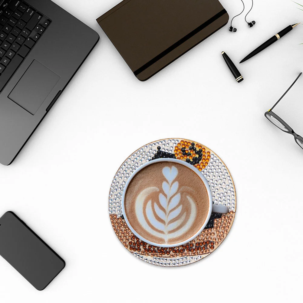 6pcs DIY Diamond with Rack Halloween Drink Cup Pad for Home Office Decor