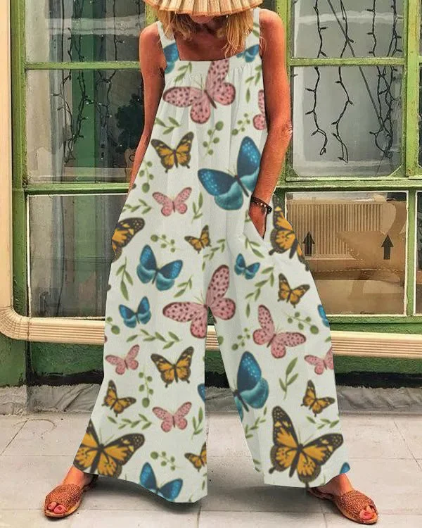 Printed Casual Sling Loose Jumpsuit
