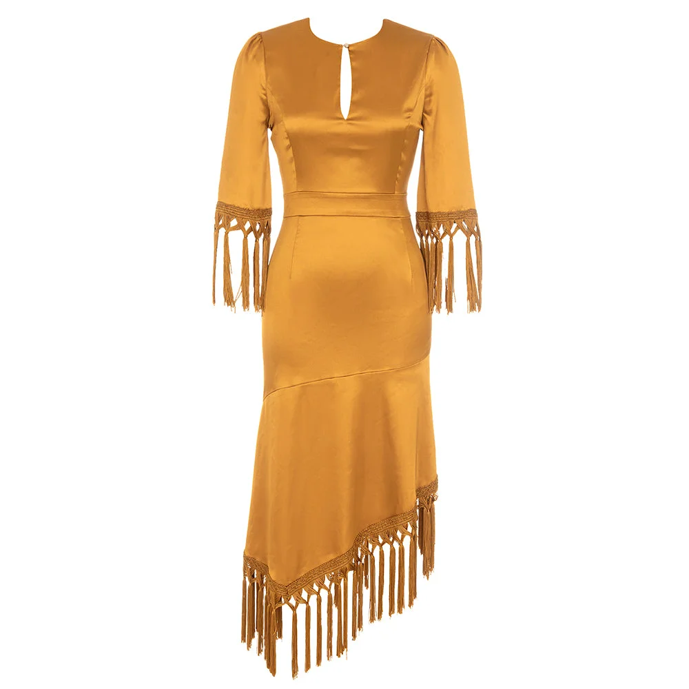 Autumn Satin Midi Dress 2023