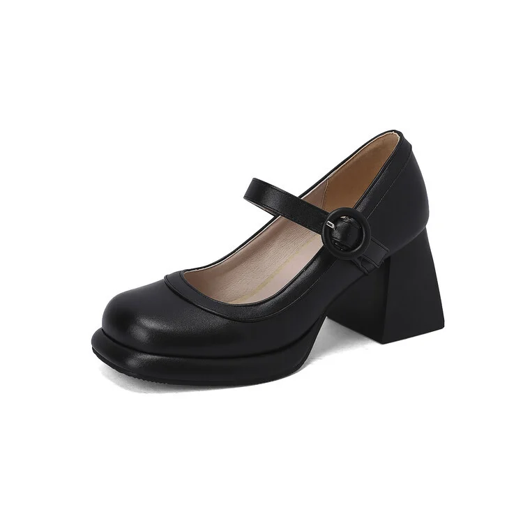 Tanguoant Tanguoant Jane Shoes Patchwork Color Square Head Thick Heel Shallow Mouth Large Size Women's Shoes High Heel Shoes 7975-9