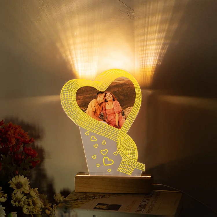 Kettenmachen Personalisierte Foto Herz Nachtlicht für Paare