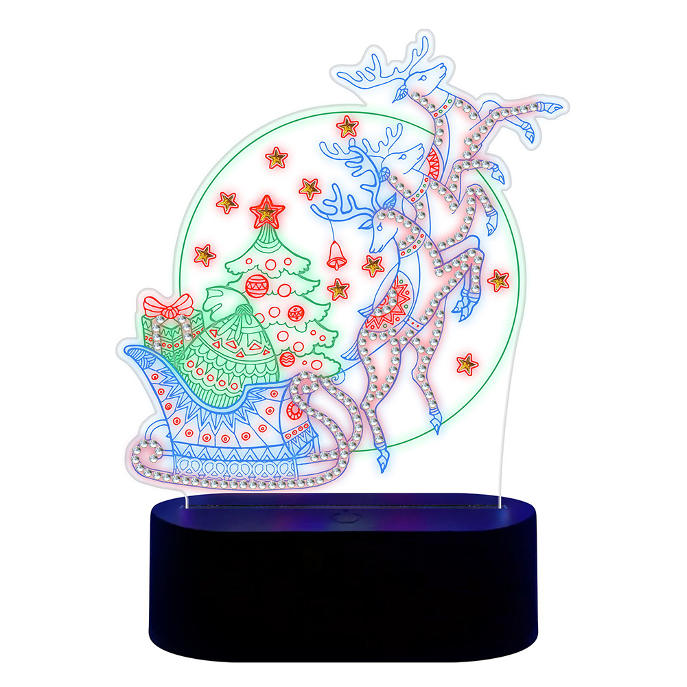 

Christmas Elk - 5D DIY Craft Changeable Light Lamp, 501 Original