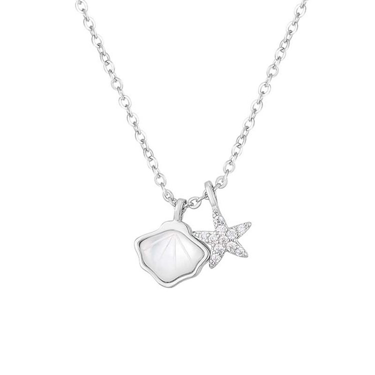 Shell Starfish Pendant 925 Sterling Silver Necklace - Modakawa