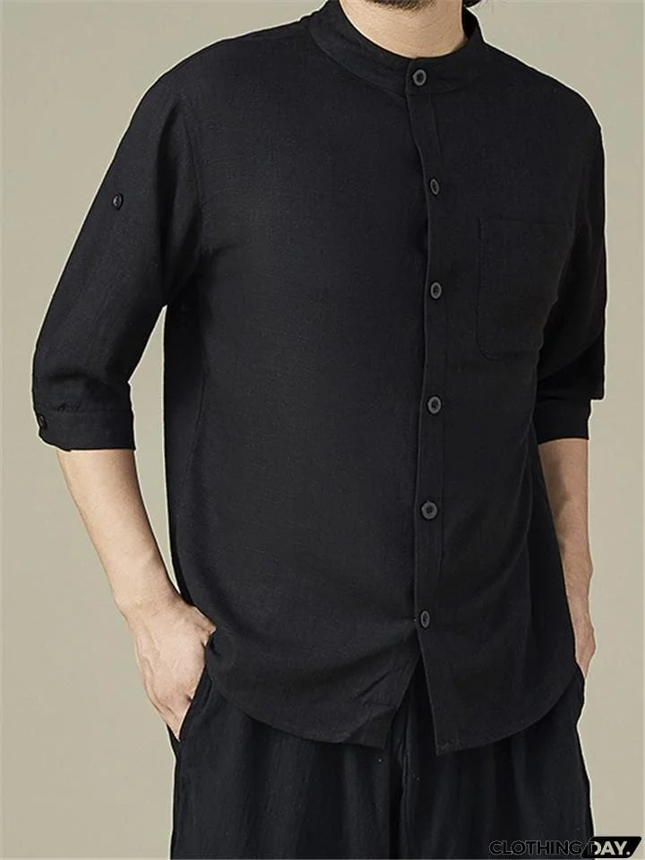 Loose Casual Comfy Full Buttons Long Sleeve Shhirts With Pocket For Men